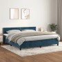 Dunkelblaues Boxspringbett (200x200 cm) mit Matratze und Samtbezug. Komfortables Bett für erholsamen Schlaf.