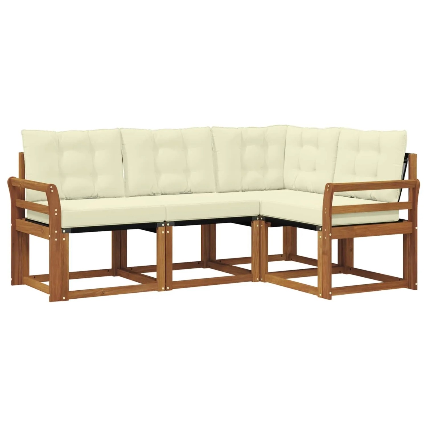 vidaXL Outdoor-Sofagarnitur mit Kissen 4-Tlg Natur und Creme 3368617