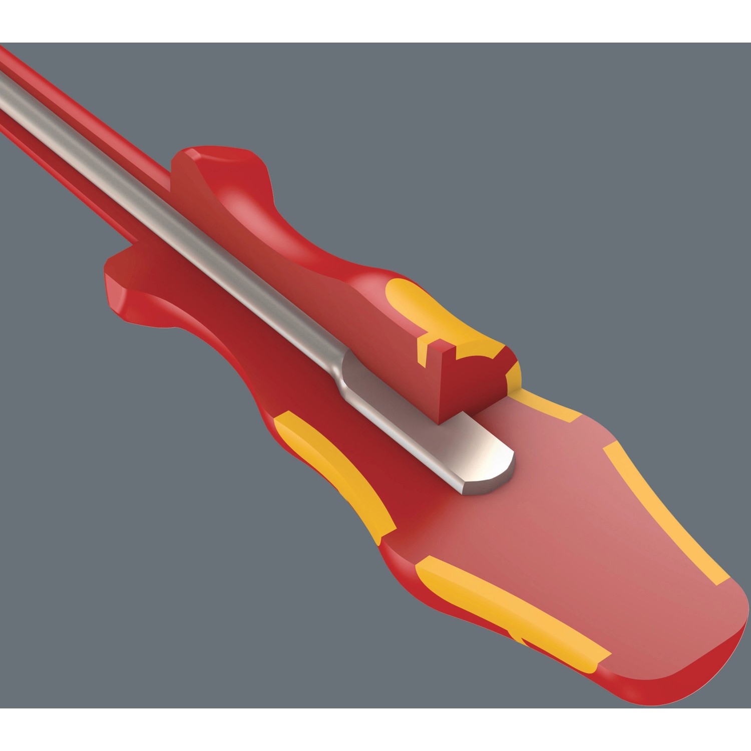 Wera isolierter Kreuzschlitz-Schraubendreher PH 1 x 80 mm mit rotem Griff und gelben Akzenten.