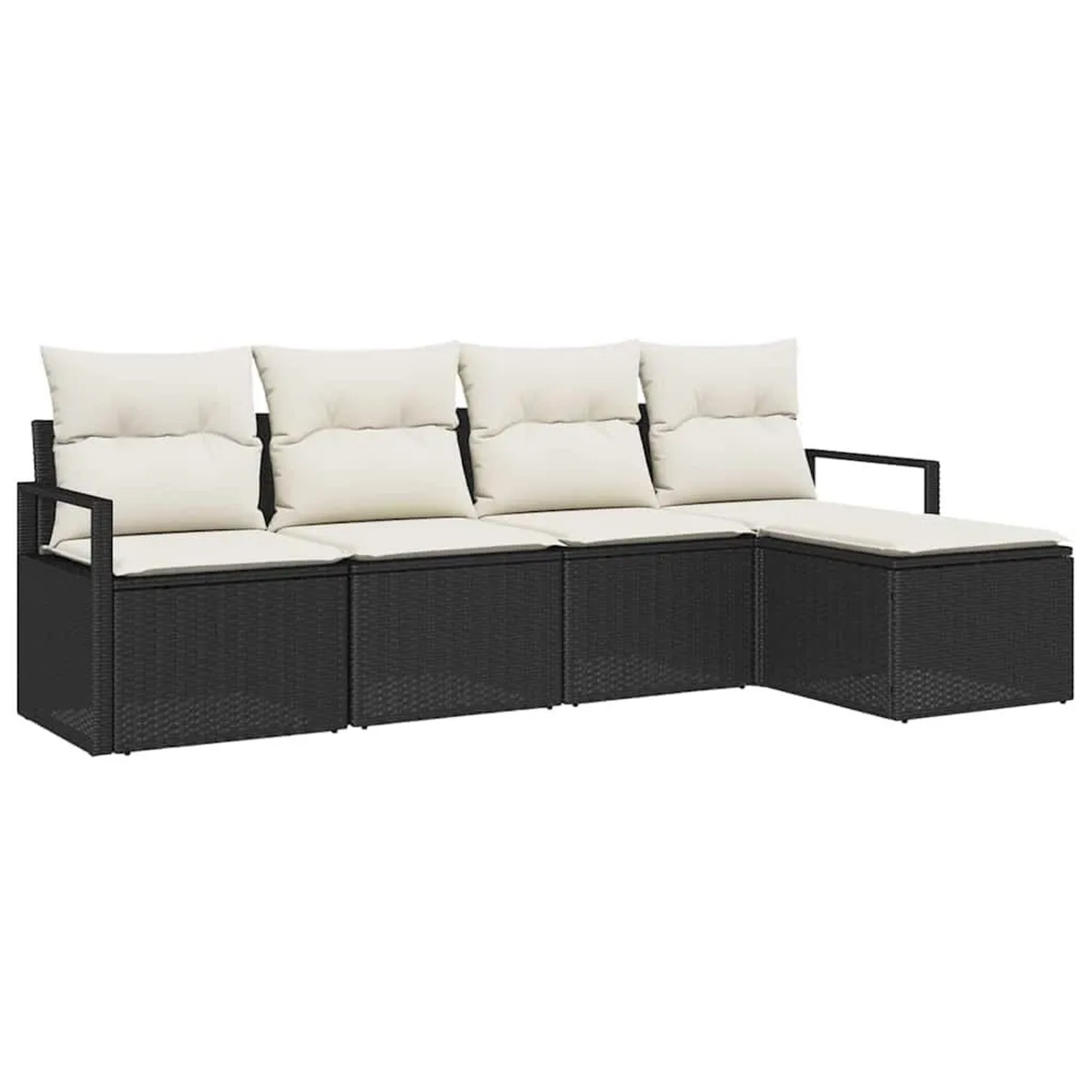 vidaXL Sofa Set mit Kissen 5-Tlg Schwarz und Creme Poly-Rattan 3355006 günstig online kaufen