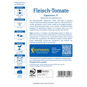 Kiepenkerl Tomatensamen Gigantomo F1-Hybride: Samentüte mit Infos zur Fleischtomate.