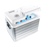 Mobicool Kühlbox MQ40A, 39 l, mit Aluminiumgehäuse und geöffnetem Deckel, gefüllt mit Getränkeflaschen.