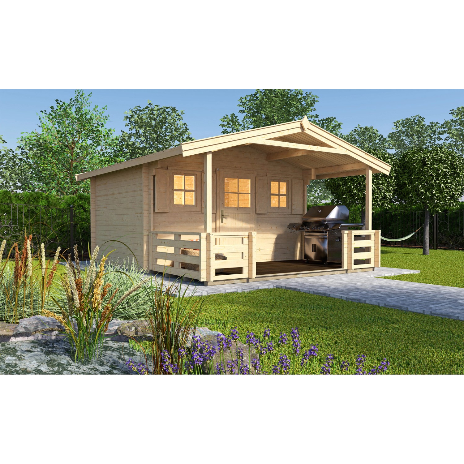 Weka Holz-Gartenhaus/Gerätehaus Satteldach Unbehandelt 590 cm