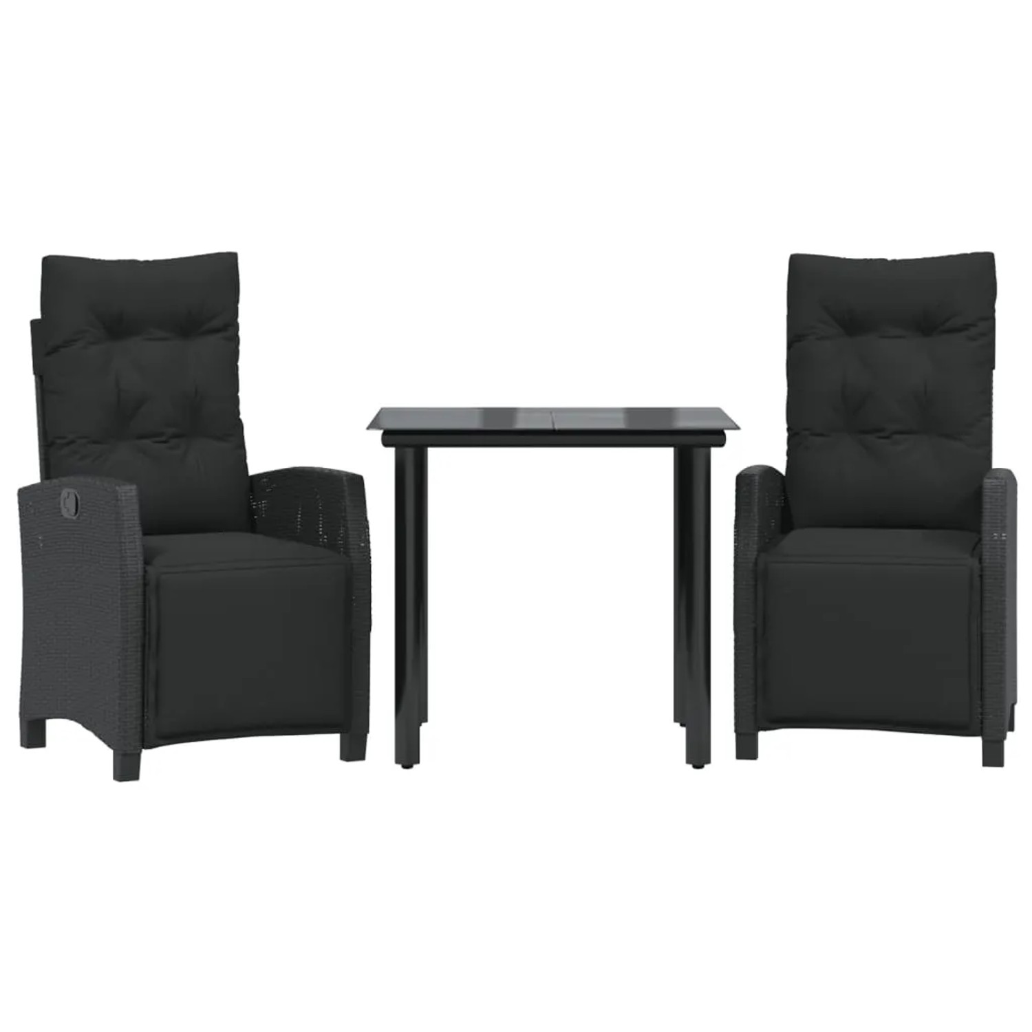 vidaXL 3-Tlg Garten-Essgruppe mit Kissen Schwarz Poly Rattan 3212967