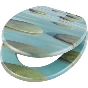 baliv WC-Sitz Morona mit MDF-Holzkern und Oase-Motiv (Steine im Wasser)