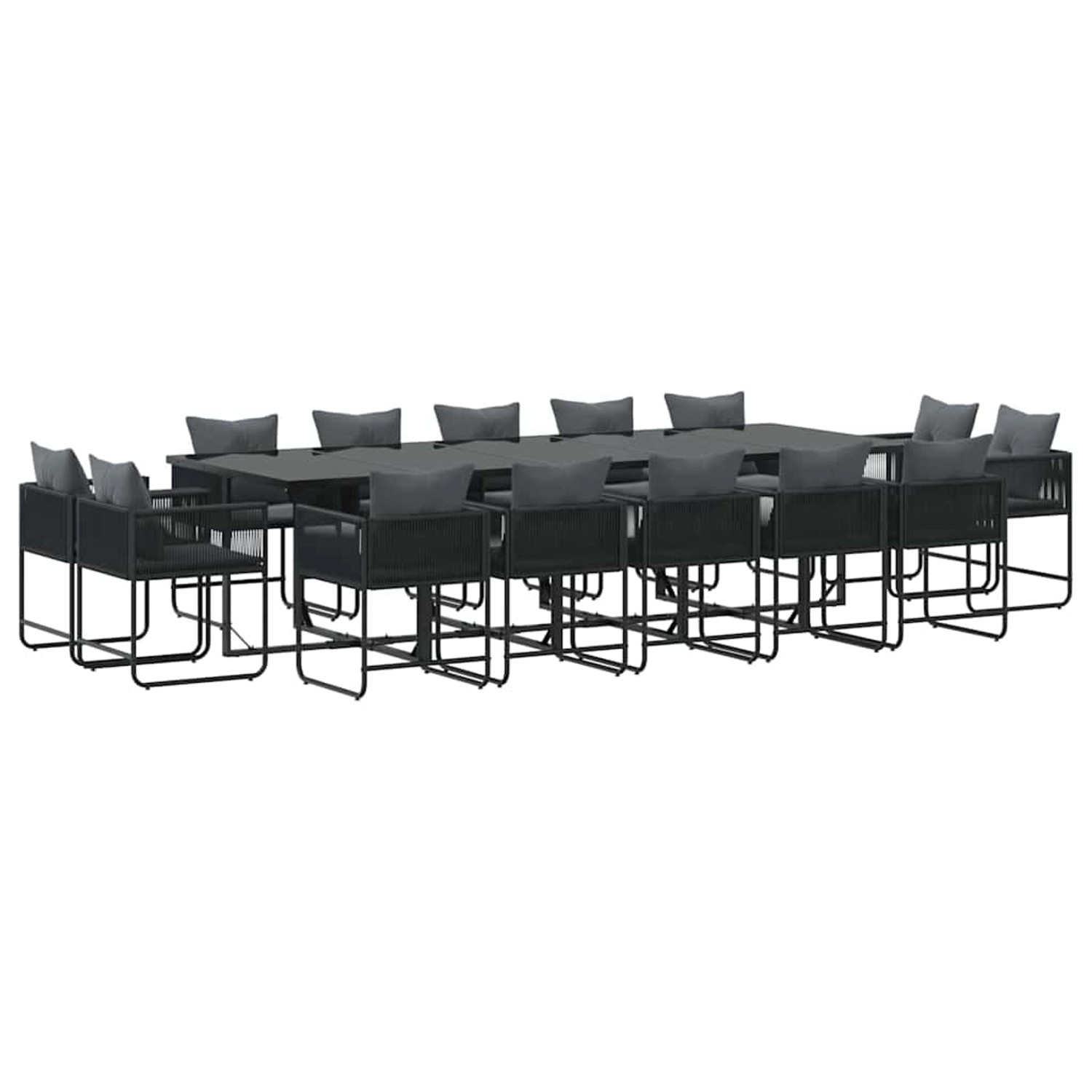 vidaXL Garten Essgruppe 15-Tlg Schwarz Stahl 3335886 günstig online kaufen