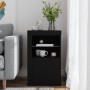 Schwarzer vidaXL Beistellschrank mit LED-Leuchten, Holzwerkstoff, Glasablage und Stauraum.