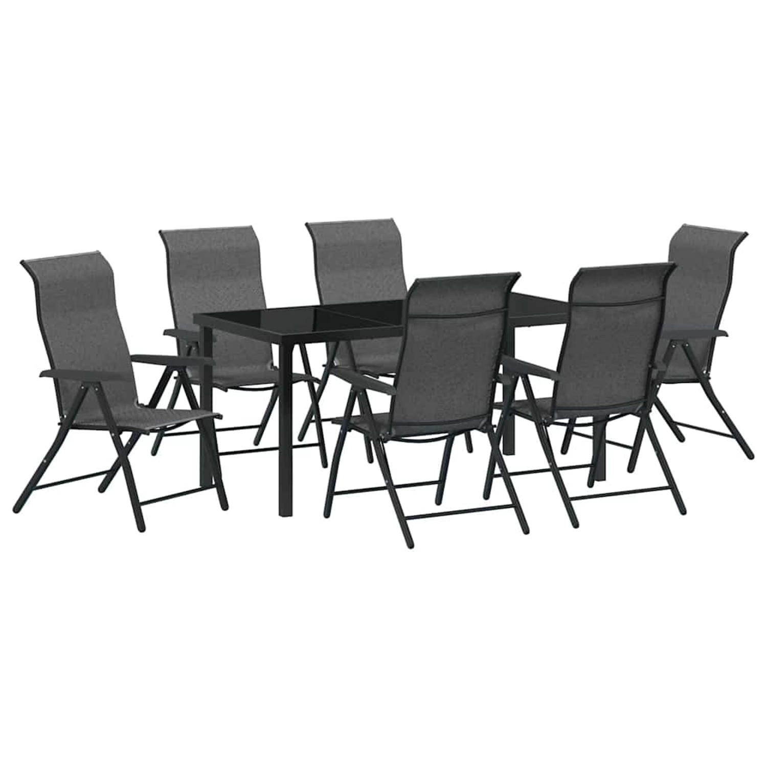 vidaXL Garten Essgruppe Höhenverstellbar 7-Tlg Grau Poly Rattan 3379279 günstig online kaufen