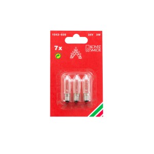 Konstsmide Ersatzbirnen, klar, für 7-flammige Holzleuchter, E10 Schraubgewinde, 3er-Pack.