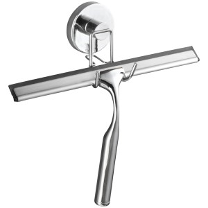 Wenko Duschabzieher Chrom glänzend mit Vacuum-Loc Befestigung, Badhelfer für Duschwand.