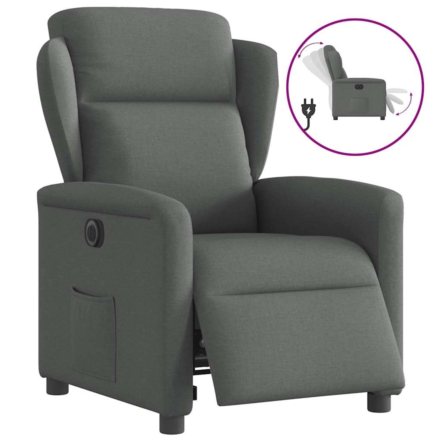 vidaXL Relaxsessel Elektrisch Dunkelgrau Stoff 3303115 günstig online kaufen
