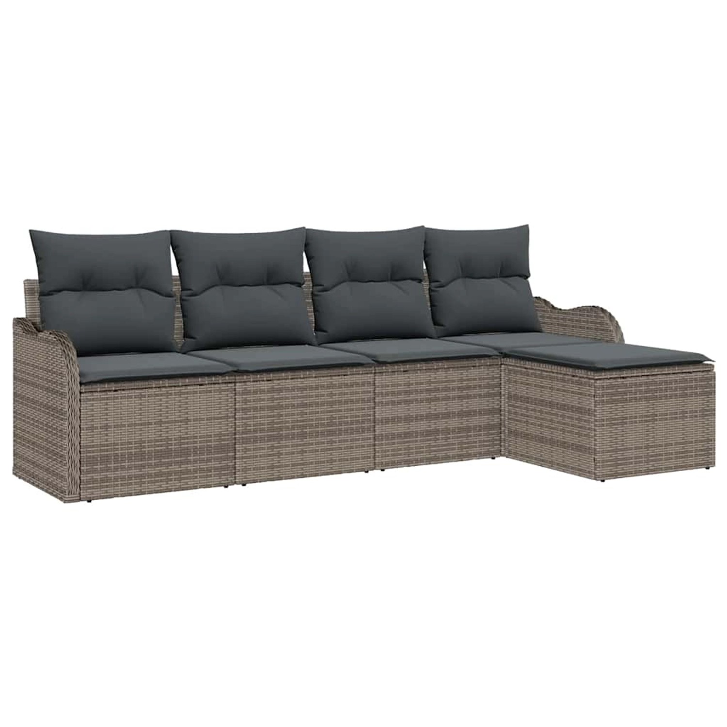vidaXL Garten-Sofa-Set mit Kissen 5-Tlg Grau Poly Rattan 3345659 günstig online kaufen