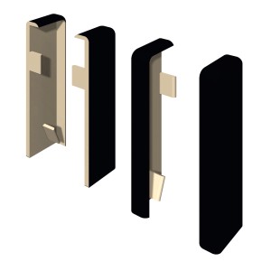 Egger Endstücke, kubisch, 6 cm, schwarz, 2 Stück, für Leisten-Abschluss.