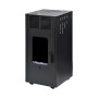 Schwarzer Firefix Gas-Heizofen Kamin 4200 Eco Plus mit Sichtfenster und Rollen.