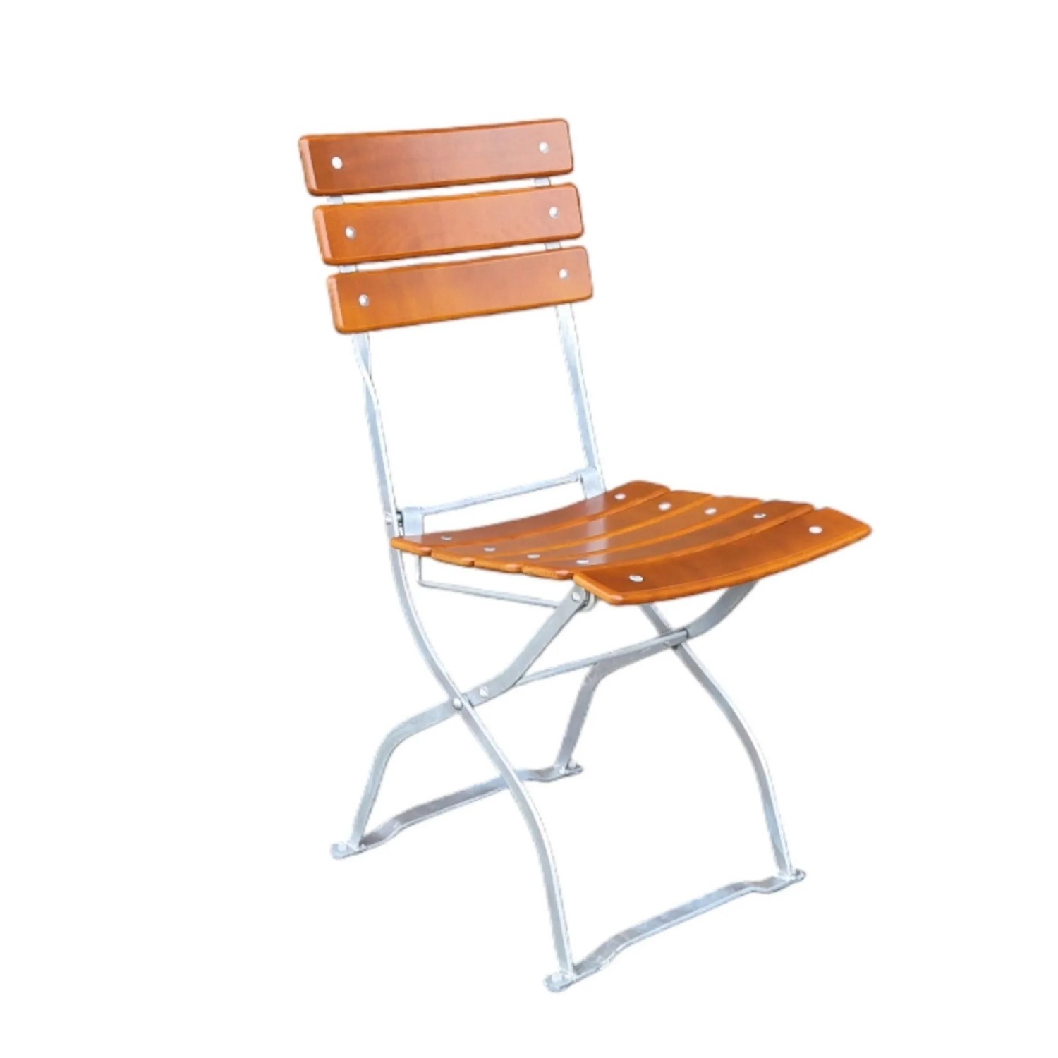 CHEFGASTRO Biergartenstuhl BERGWIESE Made In Germany 1-Sitzer HxBxT 89x40x42cm Wetterfest & UV-beständig Eschenholz Silber/Braun