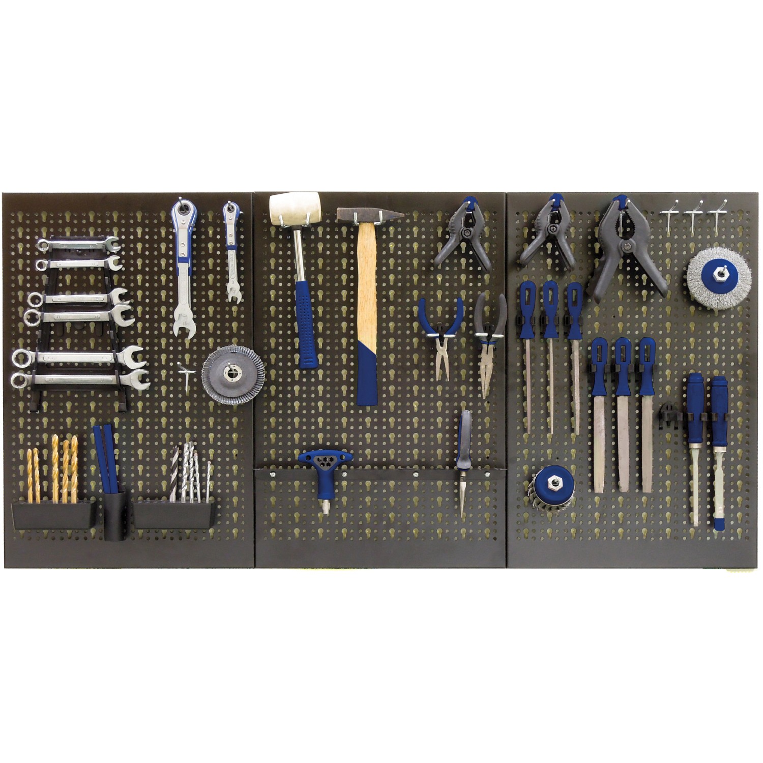 LUX Lochwand Set mit Werkzeugen und Haken zur Werkzeugaufbewahrung.