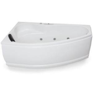 Eck-Whirlpool Badewanne Formentera Links, 160x90 cm, Premium-Modell in Weiß.