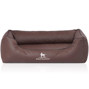 Knuffelwuff Hundebett Madison, orthopädisch, Kunstleder, braun, Größe M-L (85x63 cm).