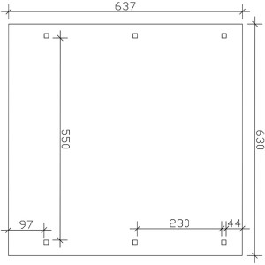 Grundriss Skan Holz Doppelcarport Wendland, 630x637 cm, Schiefergrau, Alu-Dach, Blende Rot, Carport