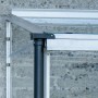 Detailaufnahme des Halls Dachrinnen-Verbindungssets, schwarz, zur Montage am Gewächshaus.