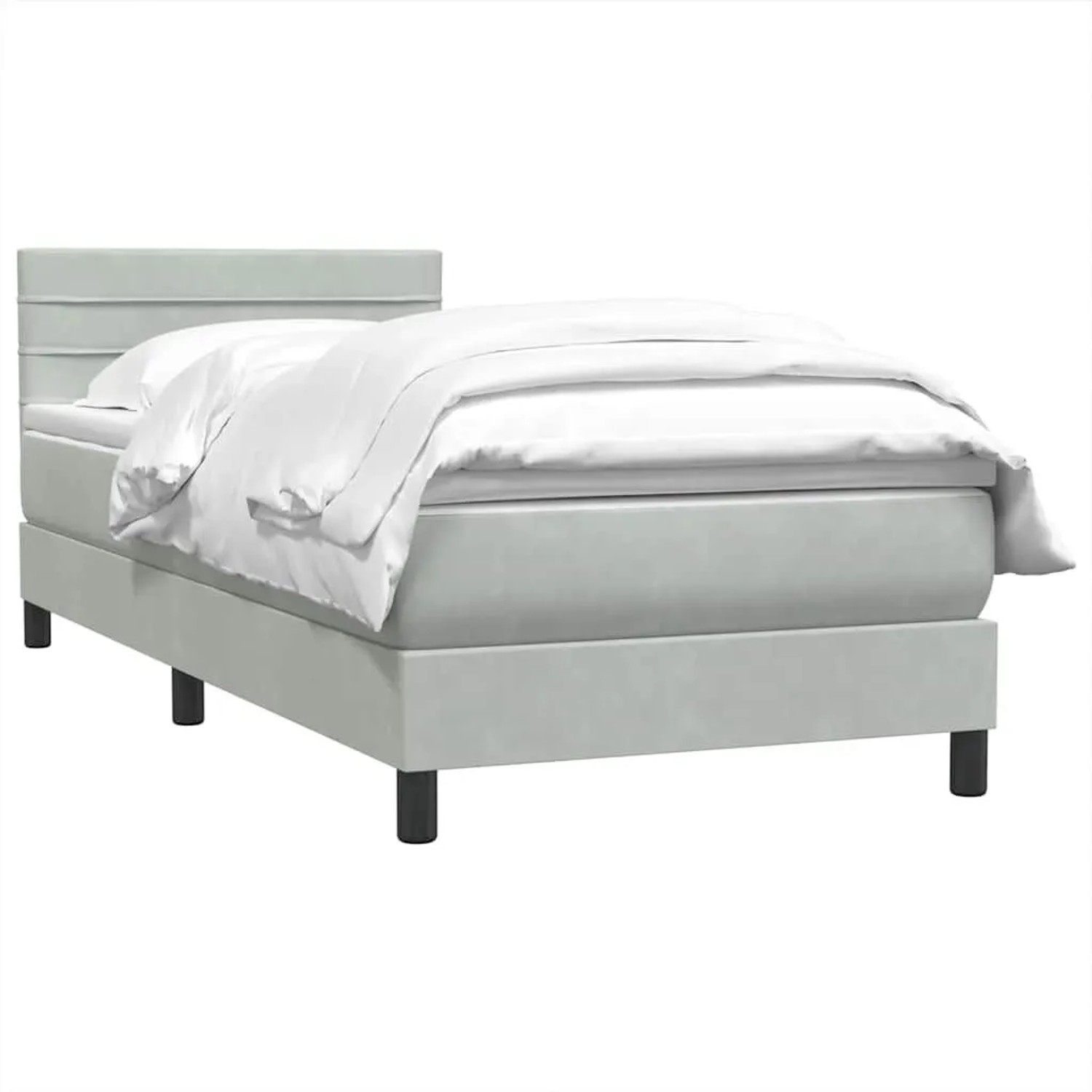 vidaXL Boxspringbett mit Matratze Hellgrau 80x210 cm Samt 3316281 günstig online kaufen