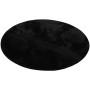Schwarzer, runder Fellteppich (200x200cm) von Pergamon Luxus Super Soft. Flauschiger Kunstfellteppich.