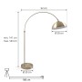 Bronze Bogenlampe Lennart: Stehleuchte aus Metall für Wohnzimmer, 183 cm hoch.