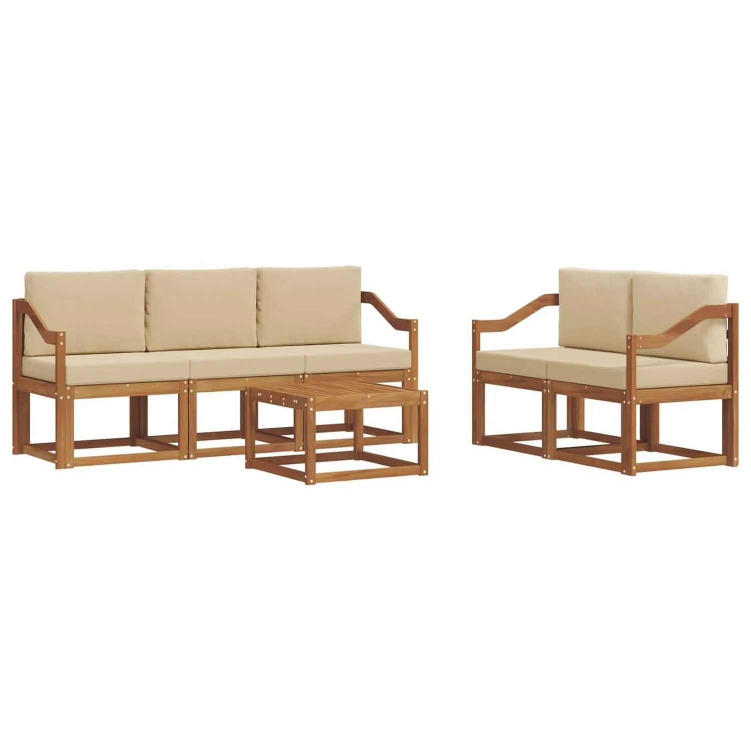 vidaXL Outdoor-Sofagarnitur mit Kissen 6 Stk Natur und Beige 3366026