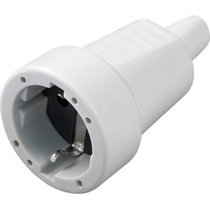 Graue Schutzkontakt Kupplung aus PVC für den Innenbereich.