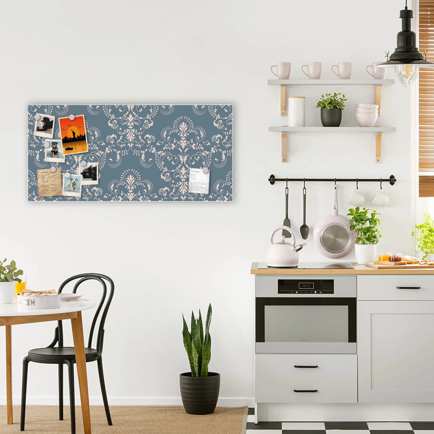 Banjado Magnettafel Royal Creme Blau, 78x37cm, mit Magneten als Wanddekoration.