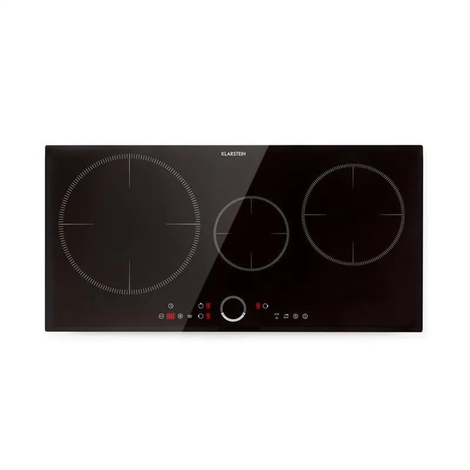 Klarstein Delicatessa 80 Einbaukochfeld Induktion 3 Zonen 7400 W Glaskeramik Schwarzes Glas