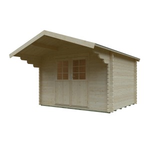 Unbehandeltes Kiehn-Holz Gartenhaus KH 44-005, 300x250 cm, mit Doppeltür. Holz-Gartenhaus für den Garten.