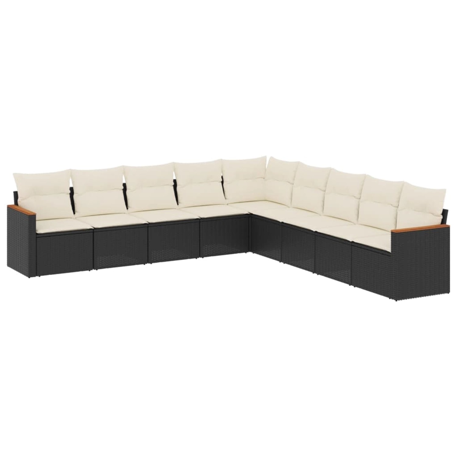 vidaXL 9-Tlg Garten-Sofagarnitur mit Kissen Schwarz Poly Rattan 3226056