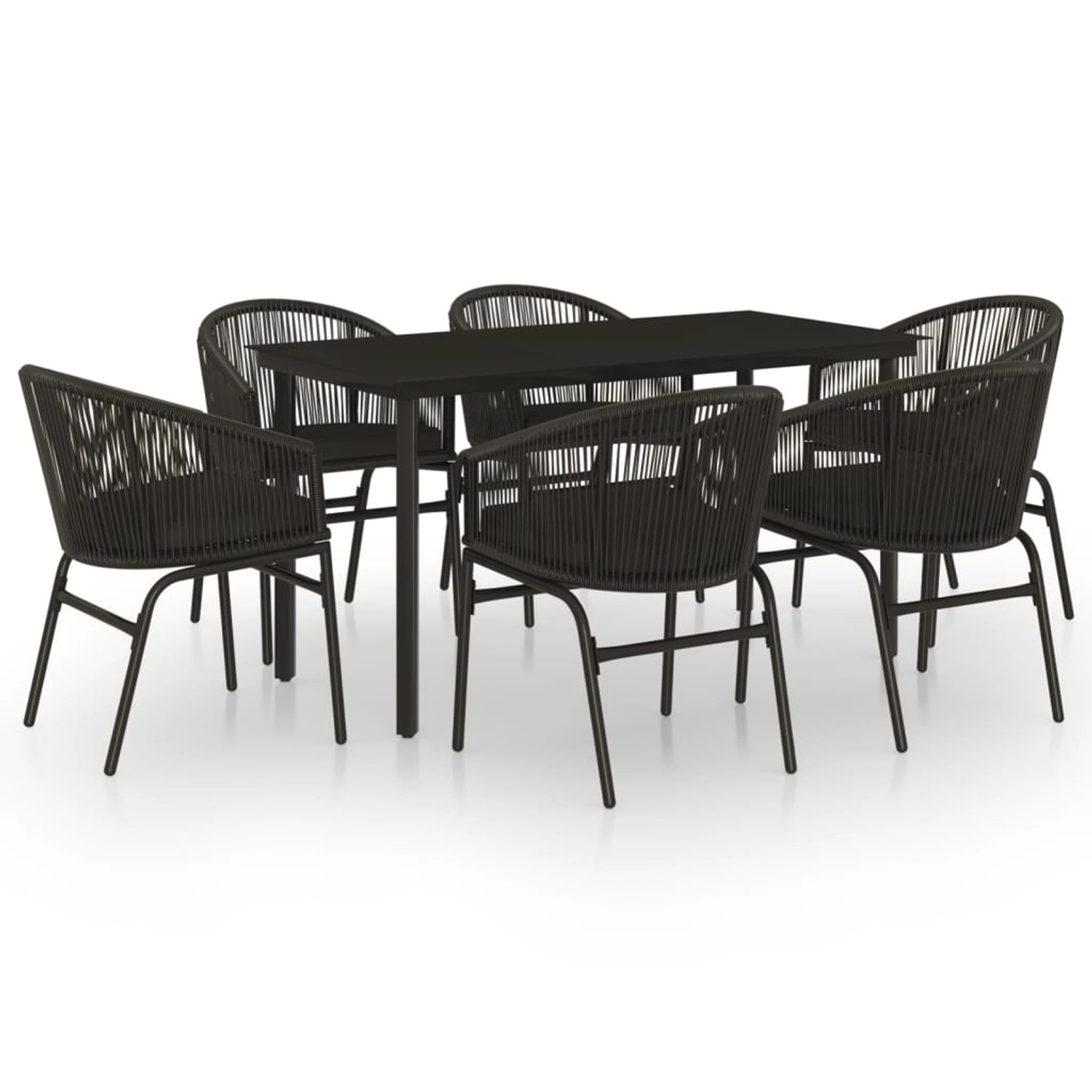 vidaXL 7-Tlg Garten-Essgruppe Schwarz 3099224 günstig online kaufen