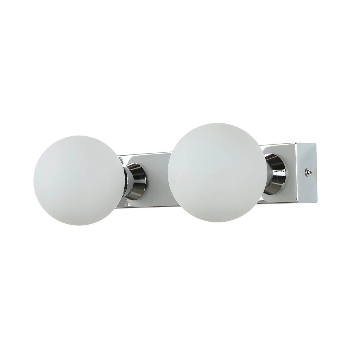 EASYLIGHT Wandleuchte IP44 Innen 28 cm Breit Chrom Weiß Metall Glas 2x G9