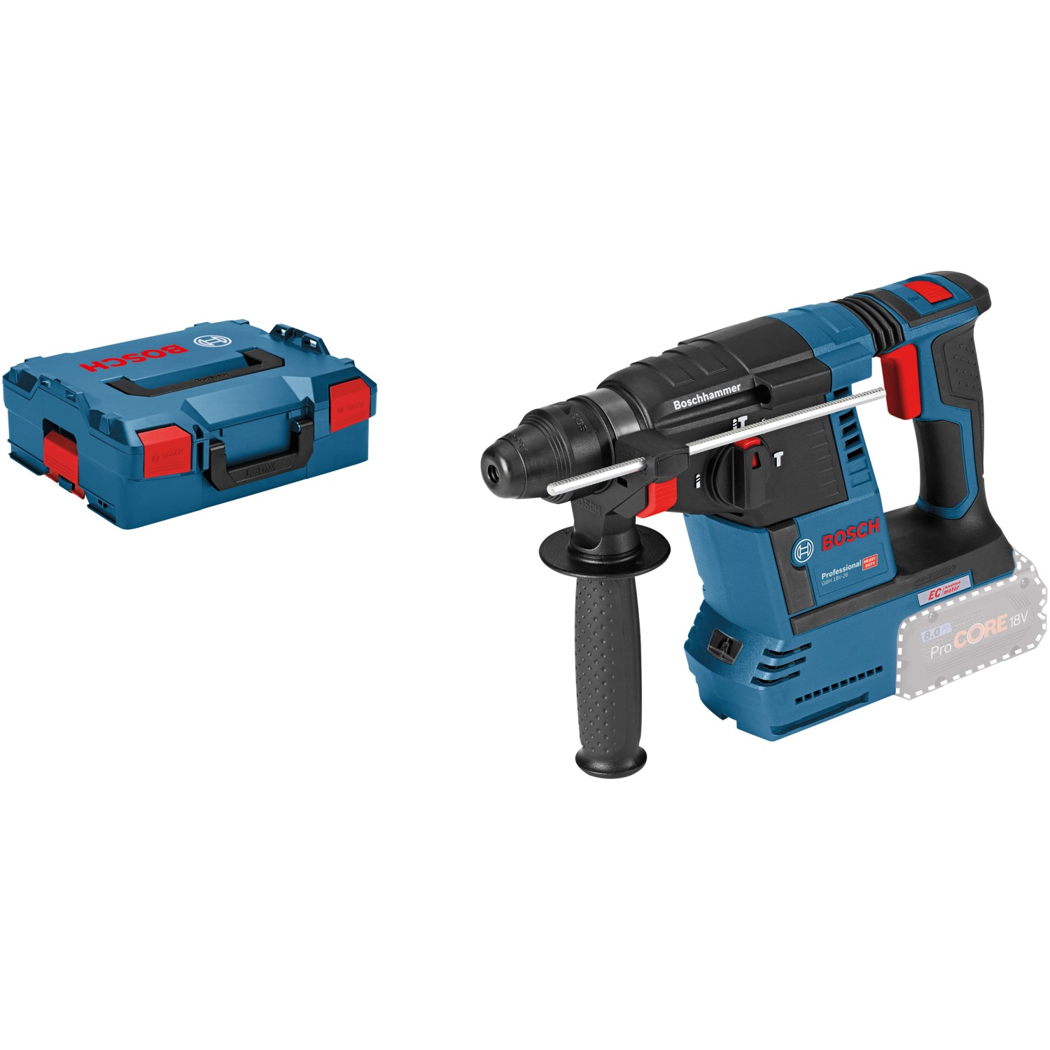 Bosch Professional Akku-Bohrhammer GBH 18V-26 Solo mit Tiefenanschlag im Koffer