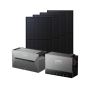 Anker Solix Solarbank mit Power Dock und 4 Solarpanels für Balkonkraftwerke.