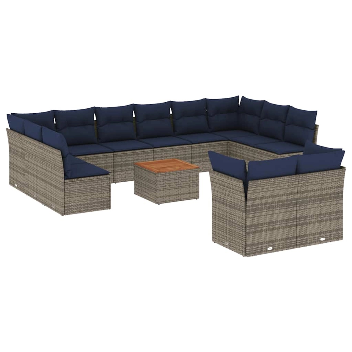 vidaXL 13-Tlg Garten-Sofagarnitur mit Kissen Grau Poly Rattan 3256250 günstig online kaufen