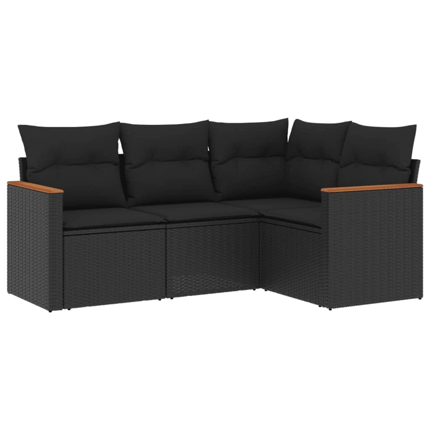 vidaXL 4-Tlg Garten-Sofagarnitur mit Kissen Schwarz Poly Rattan 3225929 günstig online kaufen