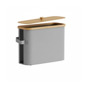 Relaxdays Toilettenpapierbehälter Polyester Bambus Kunststoff Grau 12 Rollen mit Sichtfenster 33 cm x 45 cm x 16 cm 0,7 kg