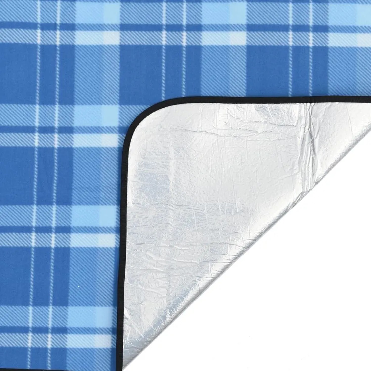 vidaXL Picknickdecke Faltbar Blau Kariert 200x150 cm Samt 4004203_4