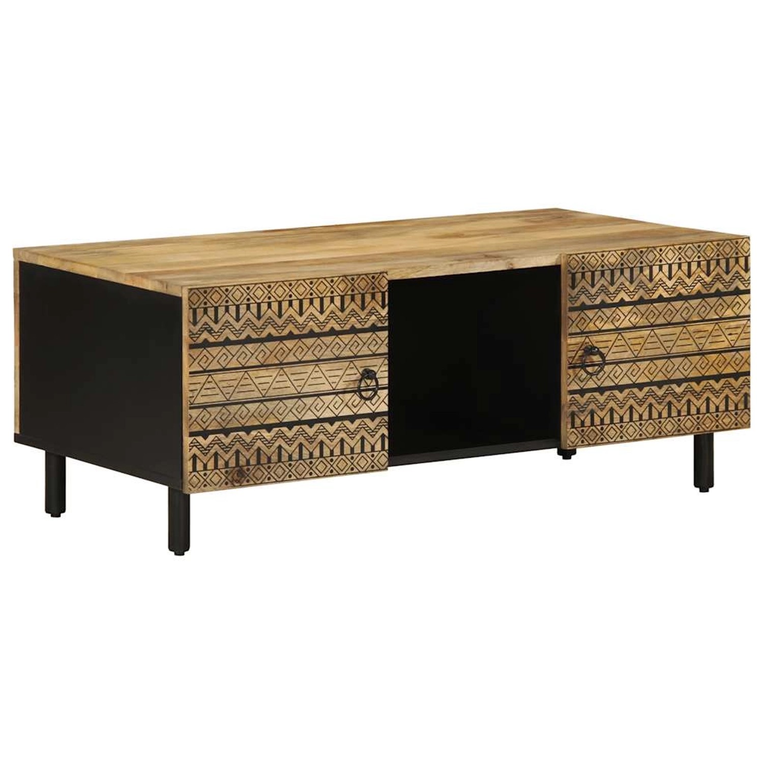vidaXL Couchtisch Schwarz 100x54x40 cm Raues Mangoholz 4018640 günstig online kaufen