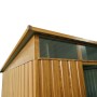 Detailansicht: Pergart Gerätehaus Lübeck 88 in Holzoptik mit Lichtband.