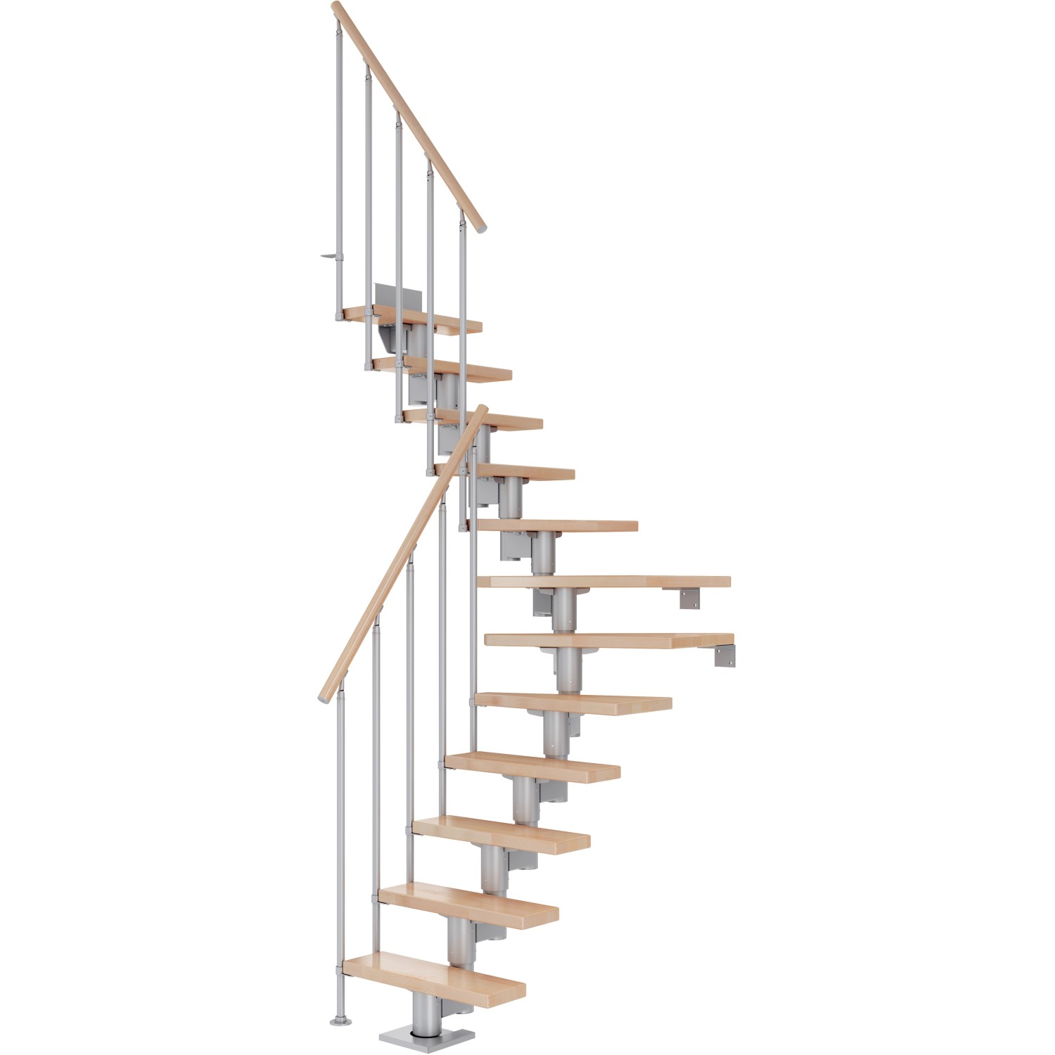 Dolle Mittelholmtreppe Dublin Buche Perlgrau GH bis 270 cm 1/4 Gewendelt 65 günstig online kaufen