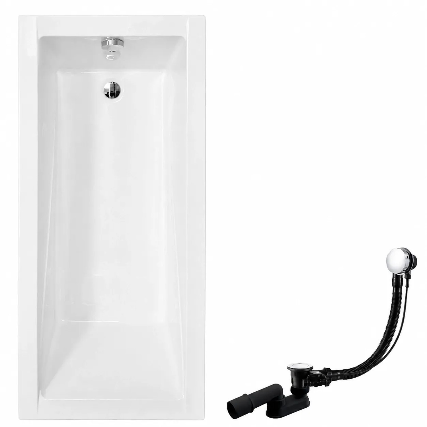 KOLMAN Badewanne Rechteck 180 x 80 Cm Mit Kopfstütze KODI Inkl. Ablauf Und Füße