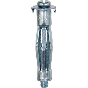 Fischer Hohlraumdübel HM 5x65 S B, Metalldübel mit Schraube, geeignet für Gipskarton- und Gipsfaserplatten.