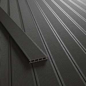 Kovalex WPC Terrassendiele in Anthrazit, Meterware. Robuste Diele mit geriffelter Oberfläche.