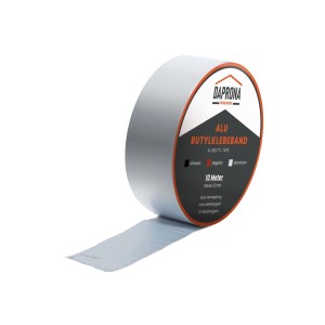 Daprona Butylband, 10m x 50mm, Alu Silber, Dichtband für Reparaturen.