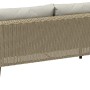 Rückansicht des 4-teiligen Sofa-Lounge-Sets Borup in Beige mit Wicker-Geflecht und Kissen.