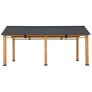 Sunjoy Carport Diran aus Zedernholz, 336x603 cm, anthrazitfarbenes Dach. Stabiler Unterstand für Fahrzeuge.